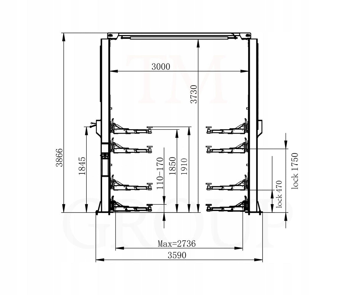 PREMIUM TWO-COLUMN LIFT COMBINED WITH SEMI-AUTOMATIC TOP 230V 4,5T Manufacturer code VC4500MS-230