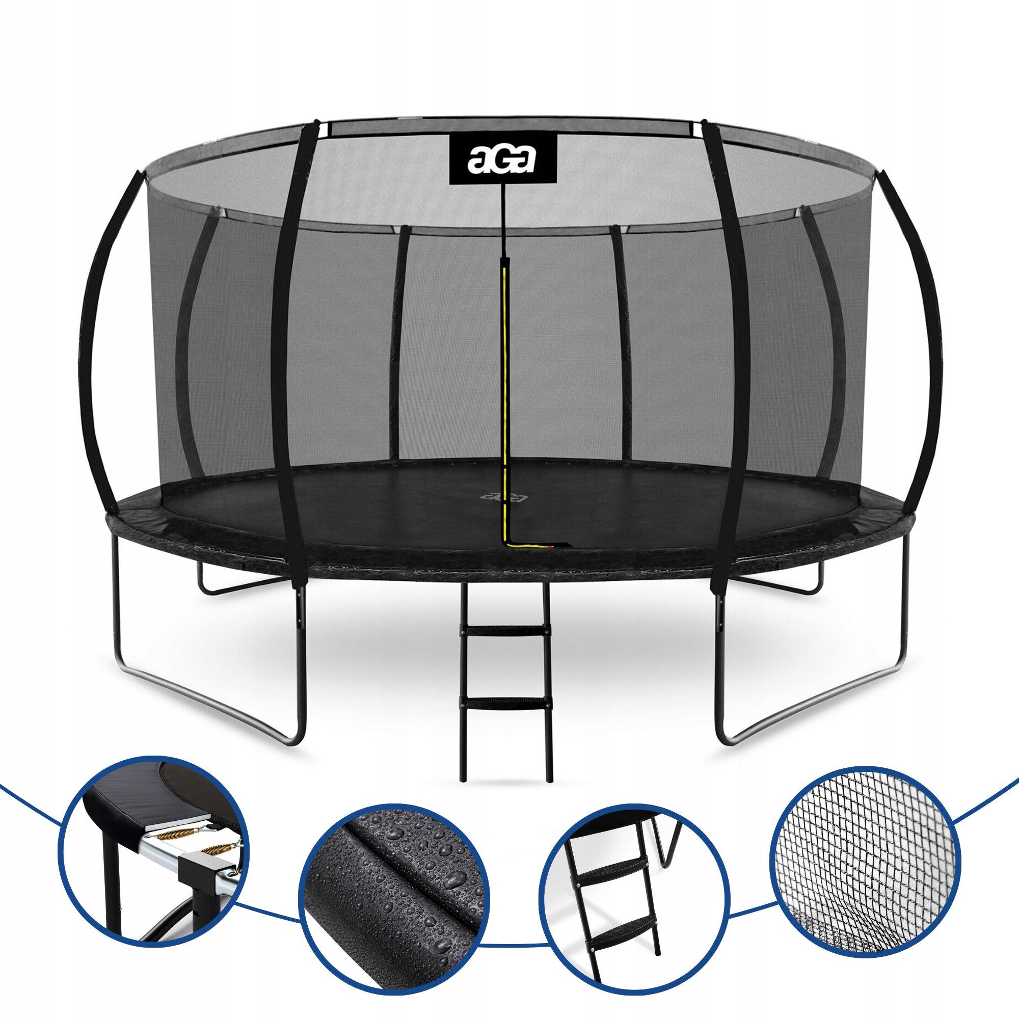 PREMIUM Trampoline EXCLUSIVE 430 cm 14 ft Aga Black MAX Safety HIT Total height 269 cm