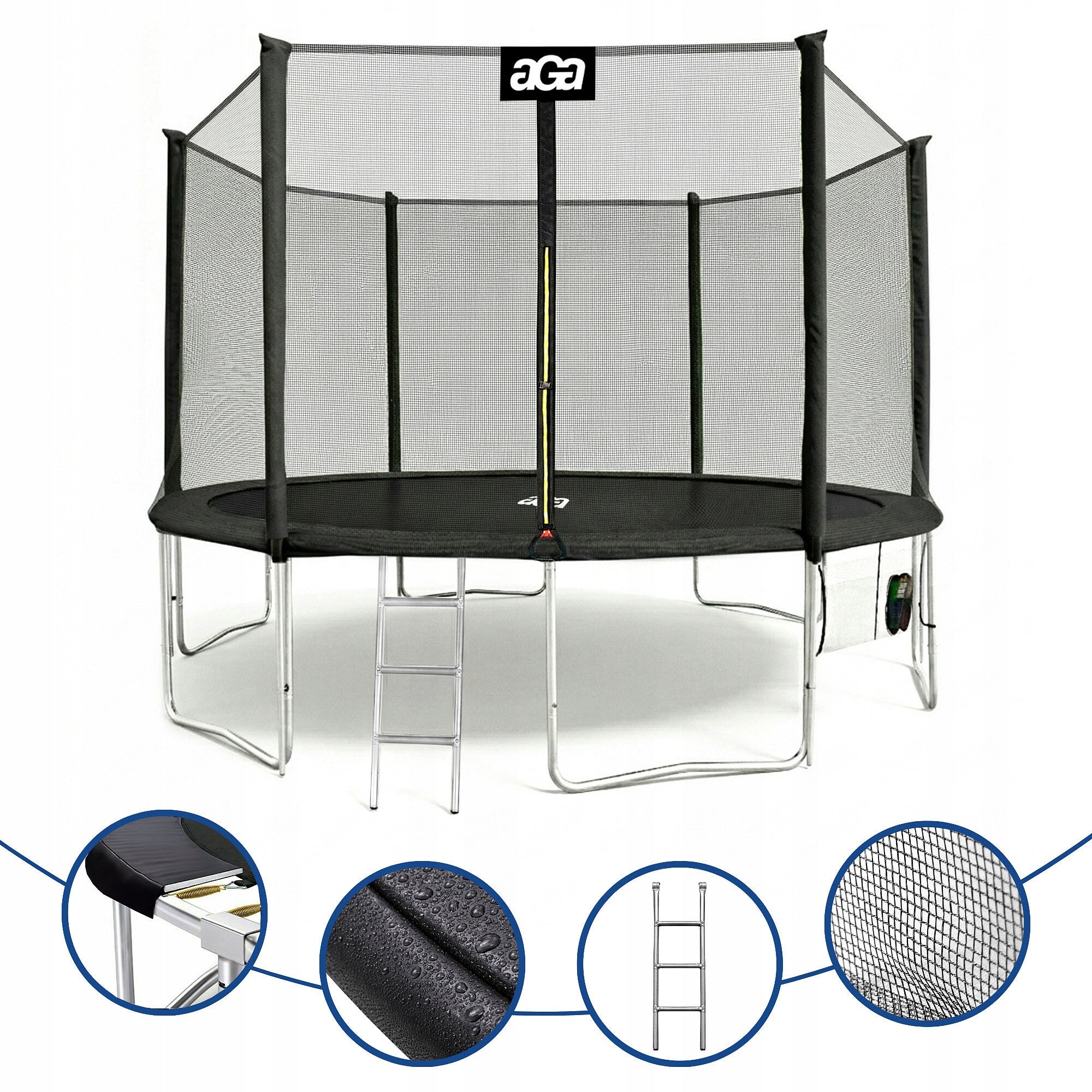 PREMIUM Trampoline SPORT PRO 430 cm 14 ft. Aga Black MAX Safety Kind with net