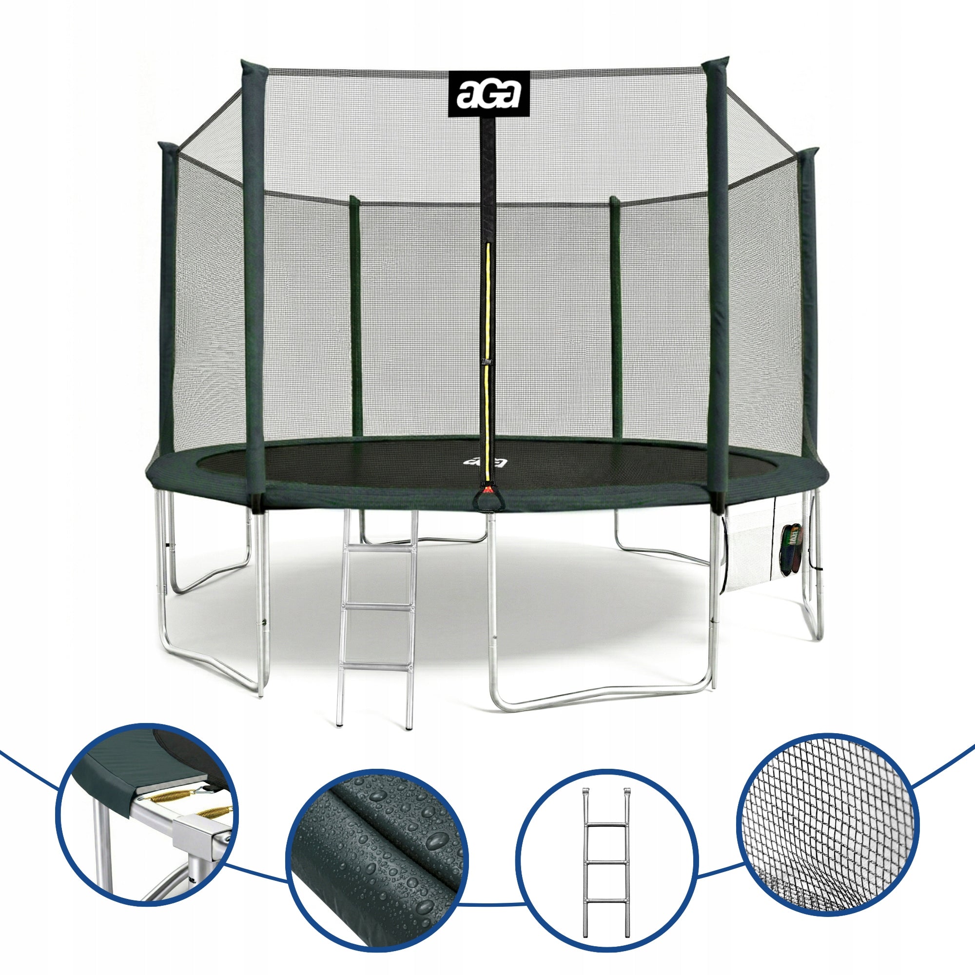 PREMIUM Trampoline SPORT PRO 430 cm 14 ft Aga Green DG MAX Safety Height from ground level 85 cm