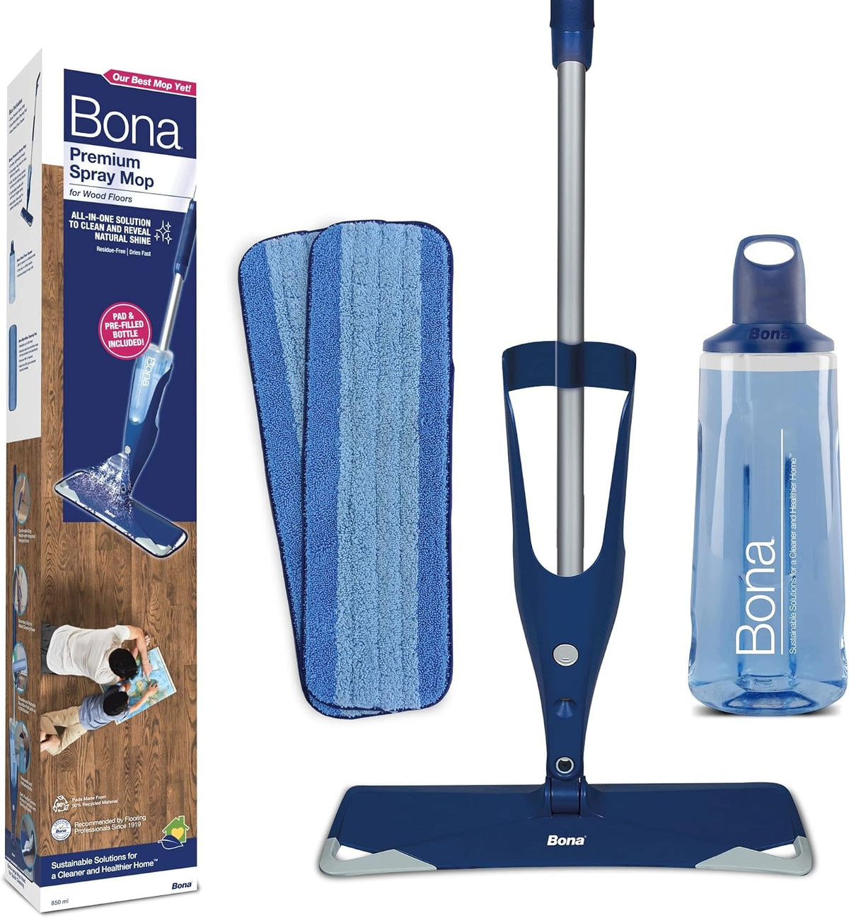 PREMIUM WOOD MOP CLEANING KIT 850ML + 2 PADS MICROFIBER