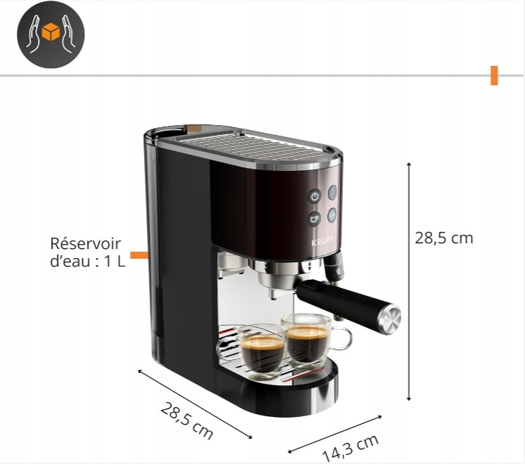 PRESSURE COFFEE MAKER 15 BAR STEAM NOZZLE 3 FILTERS SET KRUPS XP444G Brand Krups