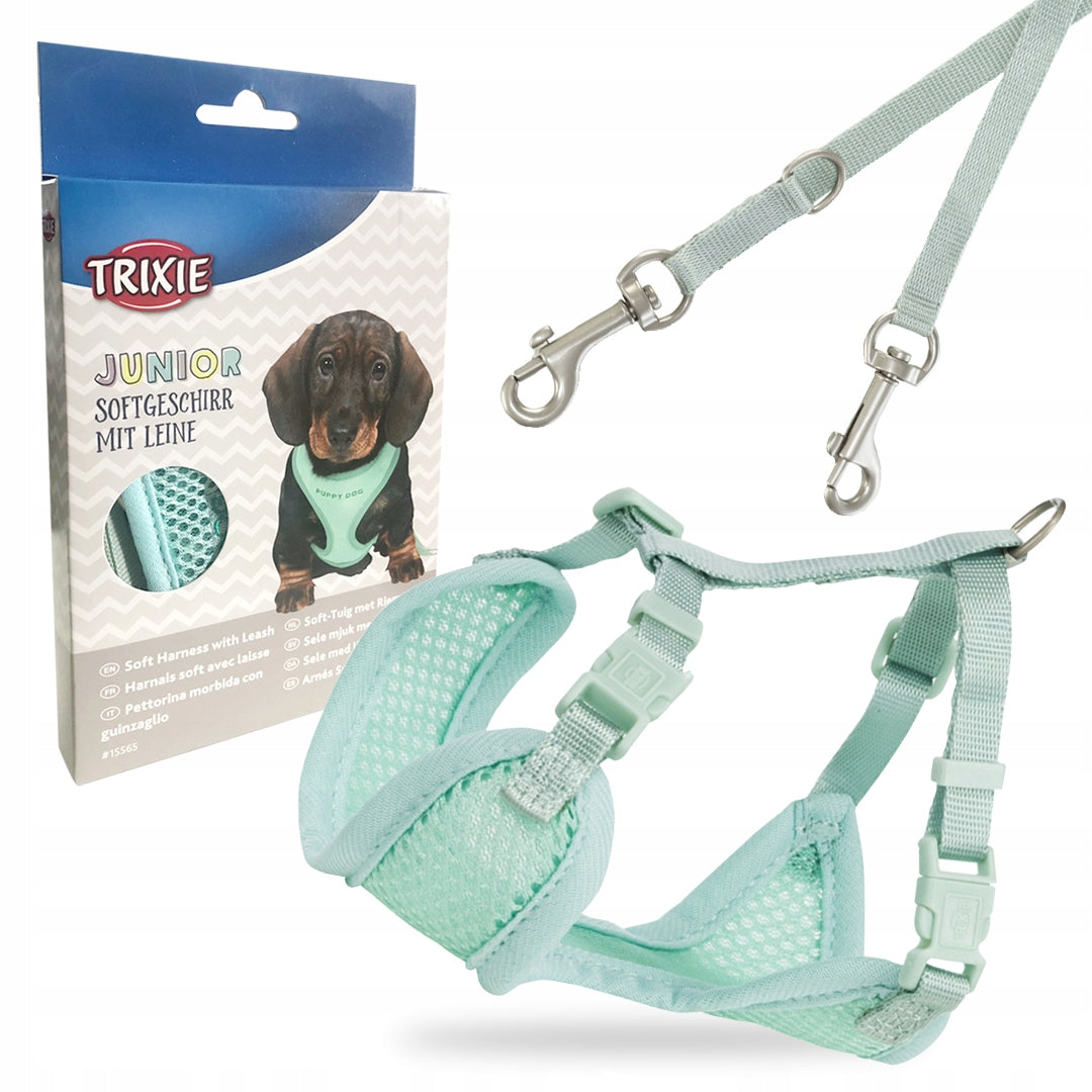 PRESSURE-FREE HARNESS DRIPS LEASH for PUPPY DOG TRIXIE 26-34cm/10mm/2m