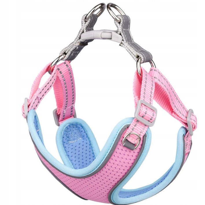 PRESSURE-FREE HARNESS FOR DOG BREATHABLE BREEZE reflective XXS pastel pink