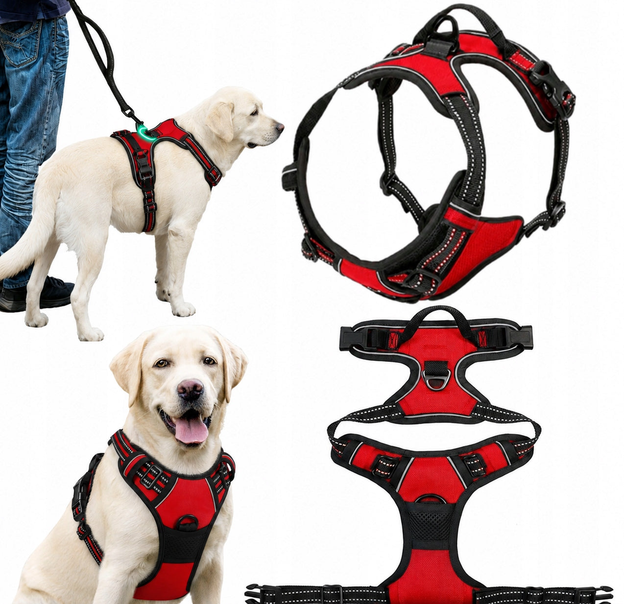 PRESSURE-FREE HARNESS for big dog red XL 75-95cm Shepherd
