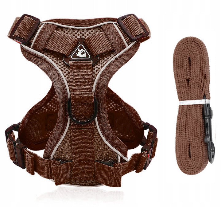 PRESSURE-FREE WALKING HARNESS ADJUSTABLE GUARD TYPE FOR DOG + LEASH r. M