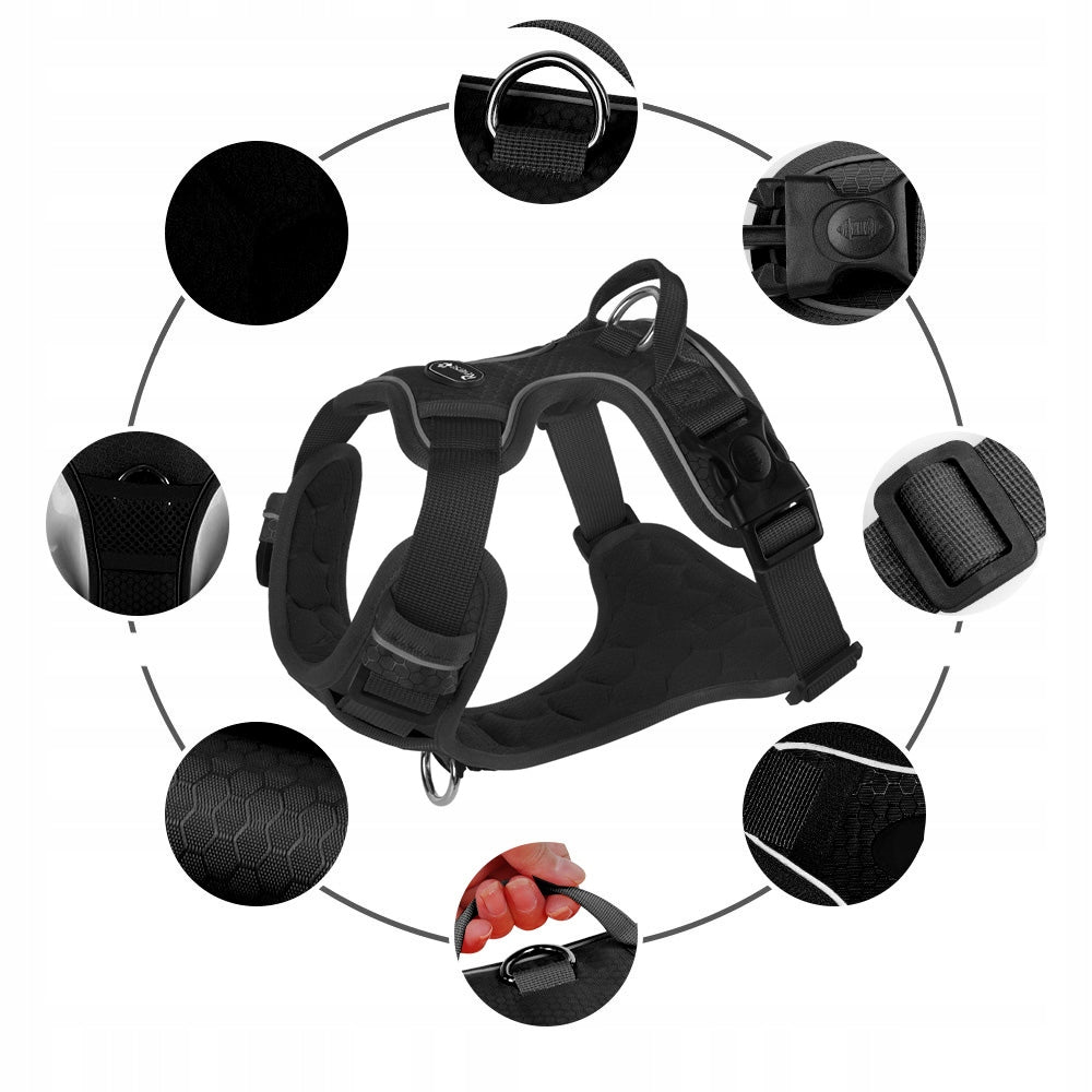 PRESSURE-FREE WALKING HARNESS GUARD FOR DOG STRONG SOFT STRONG BLACK r. S Size S