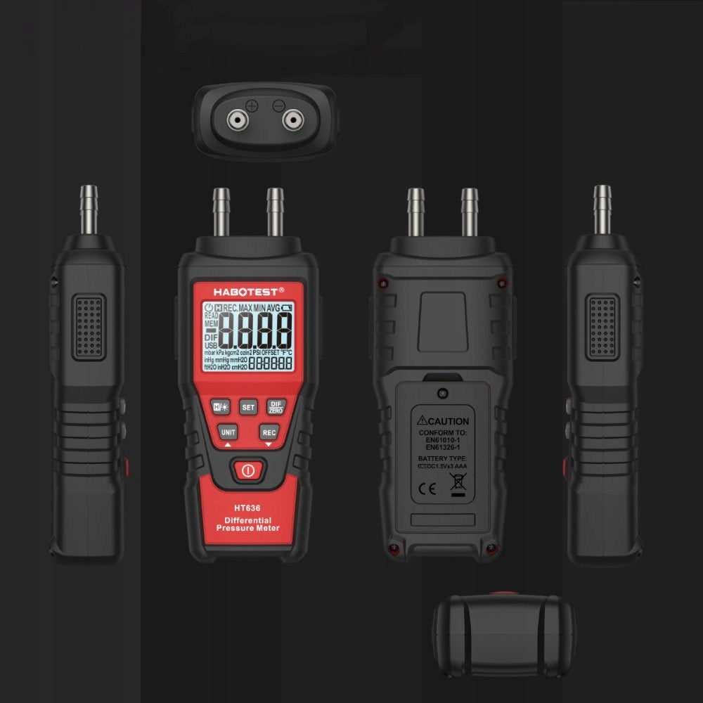 PRESSURE GAUGE DIGITAL PRESSURE GAUGE DIFFERENTIAL VACUUM TESTER 0-0.350BAR Manufacturer code HT636