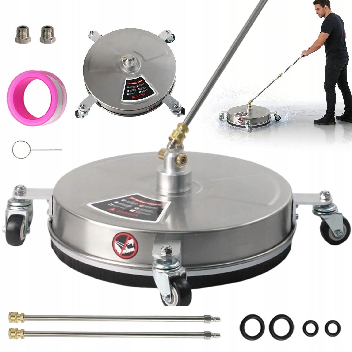 PRESSURE SCRUBBER 38CM 4000PSI DOUBLE STREAM BRASS STAINLESS STEEL