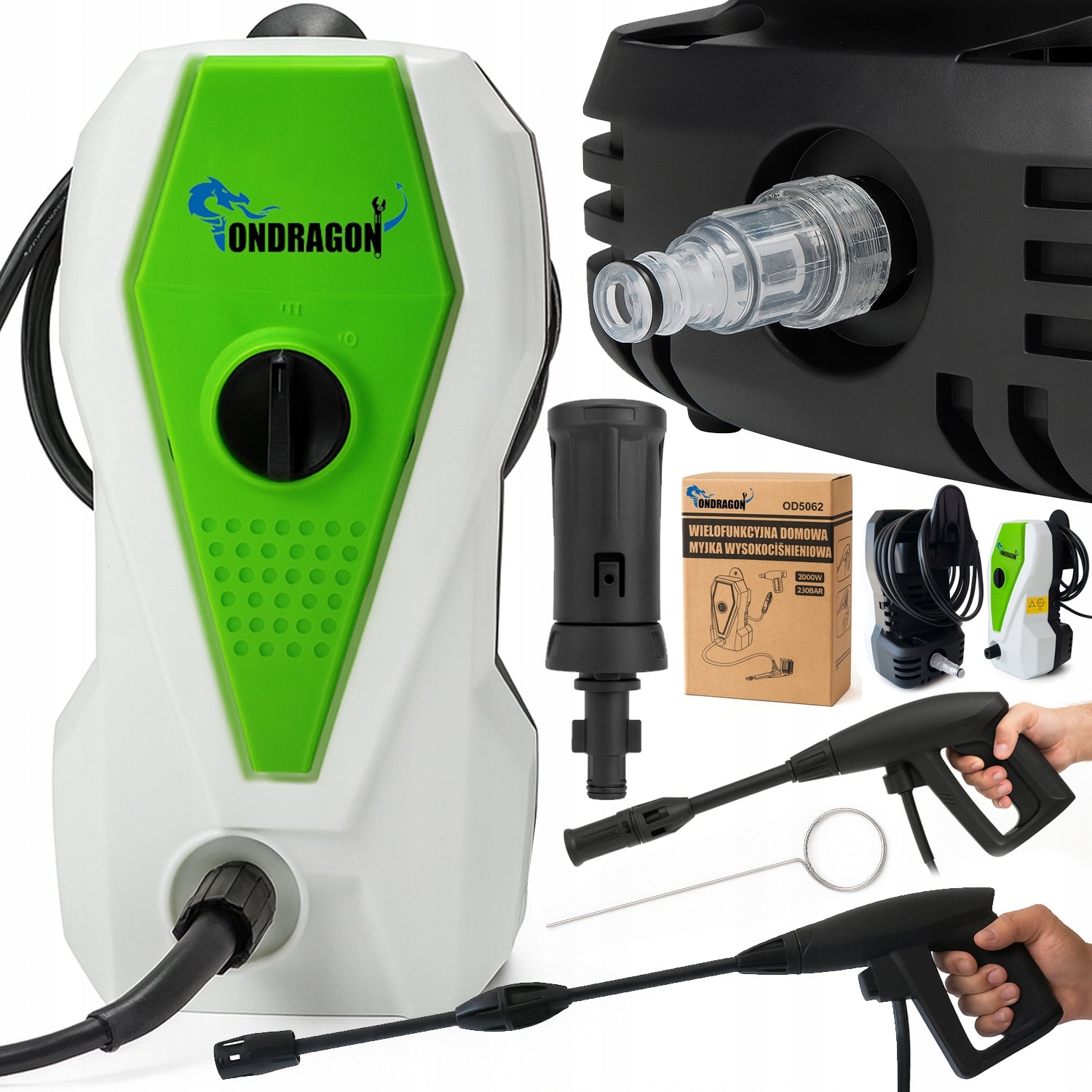 PRESSURE WASHER 230 BAR POWER 2000W TURBO LANCE ALUMINUM PUMP LIGHT POWER