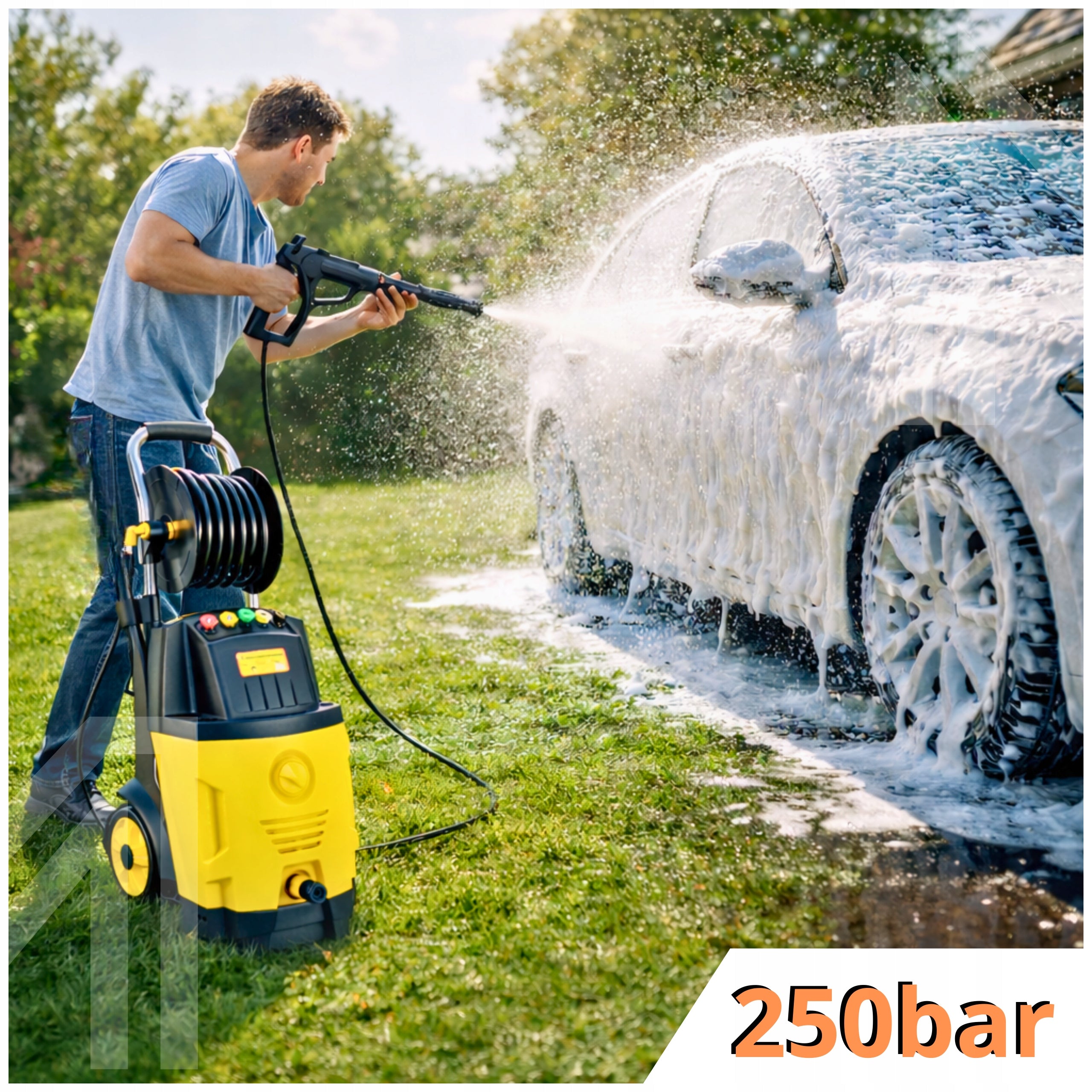 PRESSURE WASHER 250BAR HIGH PRESSURE 2800W POWERFUL PUMP RETRACTOR SET Brand no brand