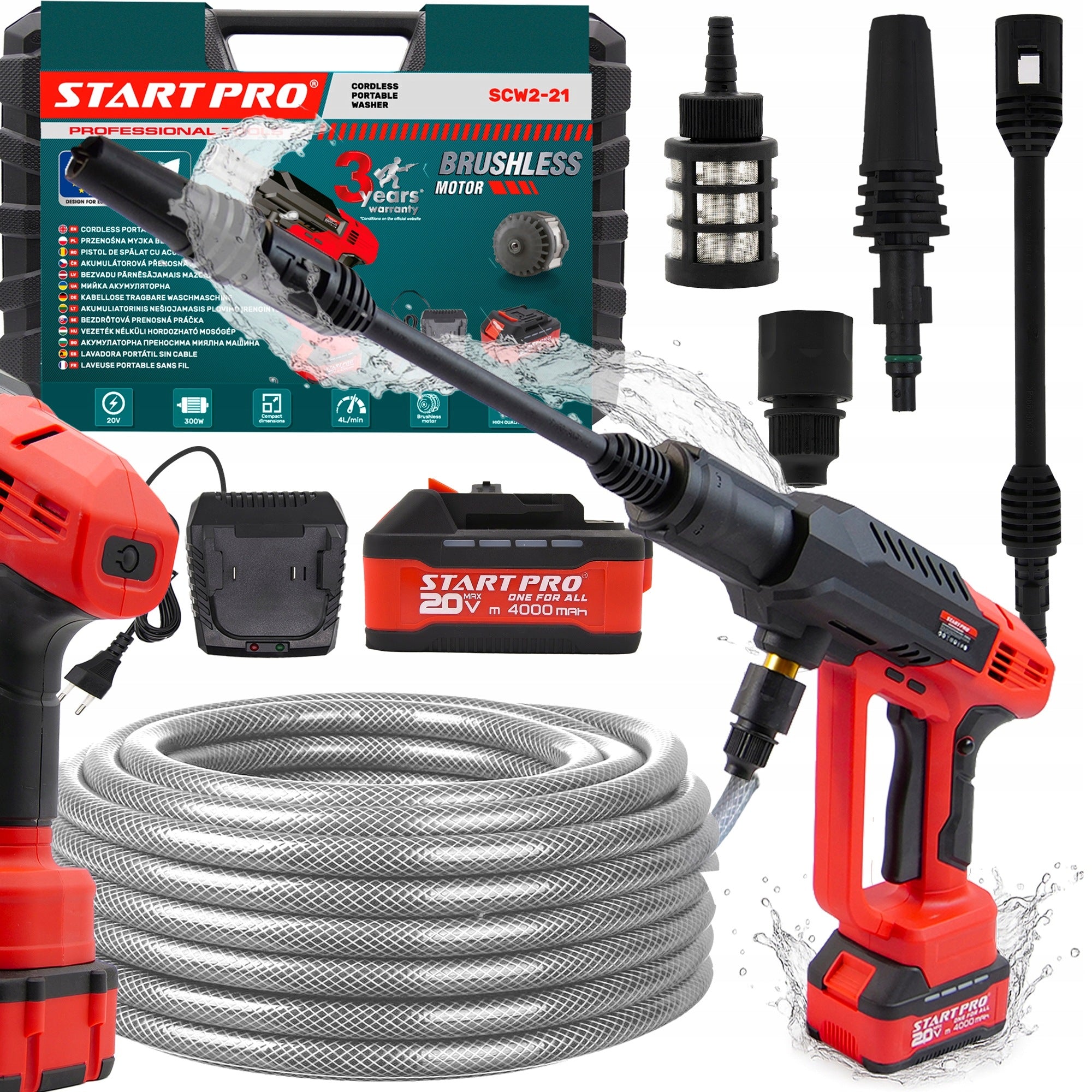 PRESSURE WASHER CORDLESS WIRELESS SET AKU 4Ah + FOAMER
