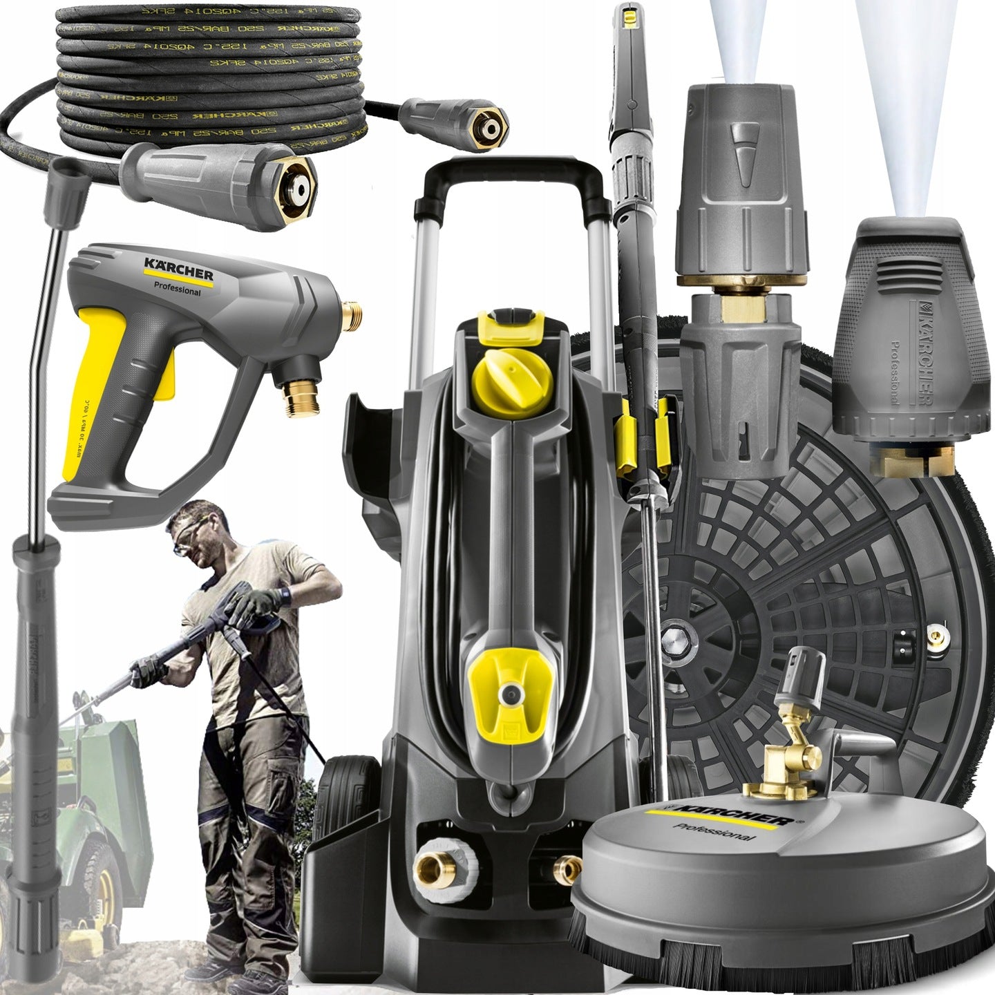 PRESSURE WASHER KARCHER HD 5/15 C PLUS + CUBE BRUSH, NOZZLE SET