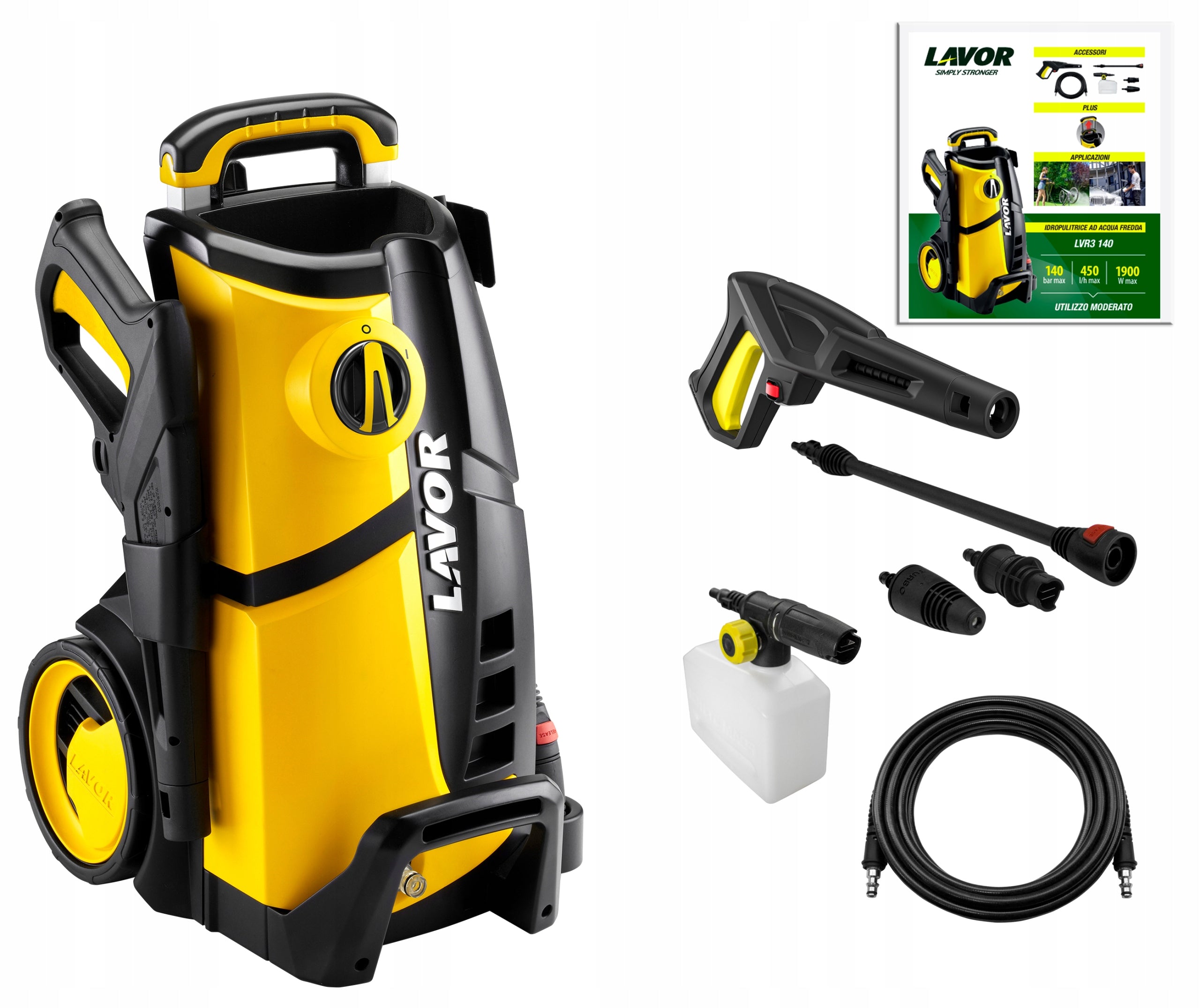 PRESSURE WASHER LAVOR LVR3 140 BAR 1900W MOTOR ALUMINUM PUMP