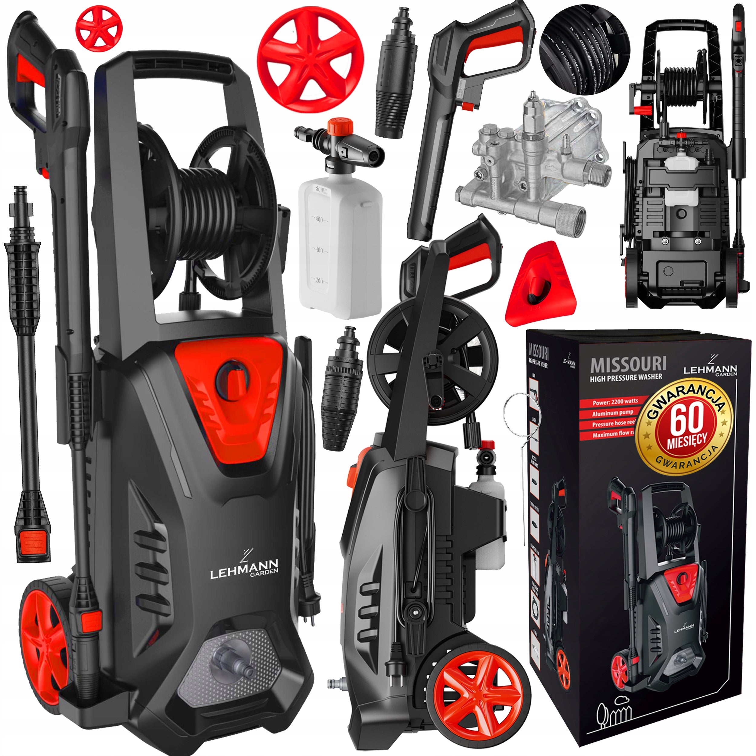 PRESSURE WASHER LEHMANN WITH RETRACTOR POWER 290 BAR RICH ALUMINIUM SET