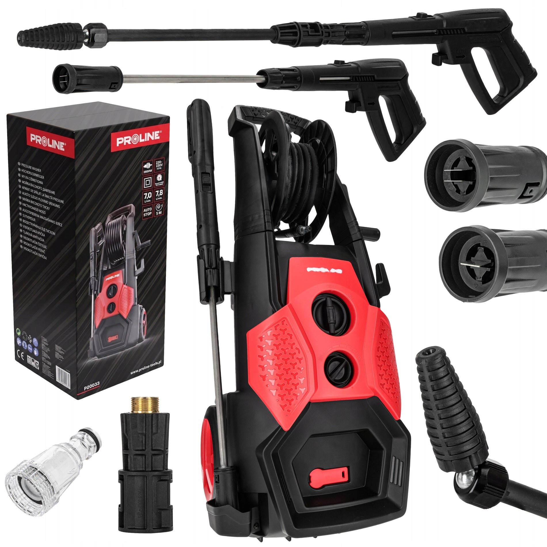 PRESSURE WASHER PROLINE 2500W 130 BAR aluminium pump retractor 5m hose