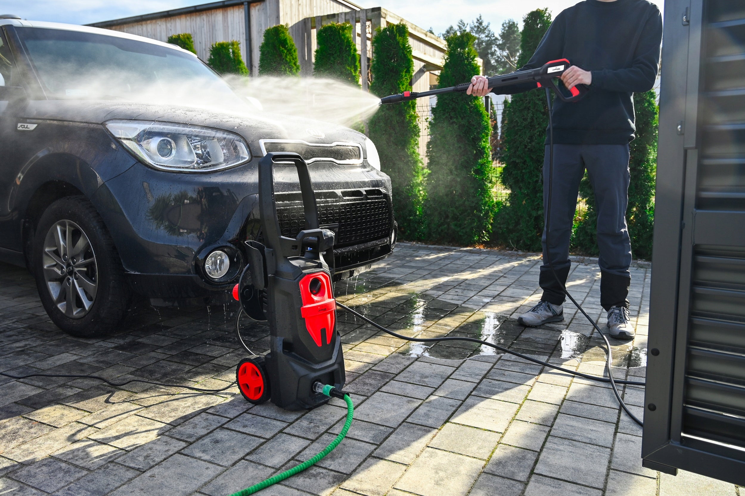 PRESSURE WASHER WITH HOSE RETRACTOR SELF-SUCTION ALUMINUM PUMP 260 BAR Manufacturer code MYJKA SAMOSSĄCA LEHMANN TURBO AUSTIN 260EwBar
