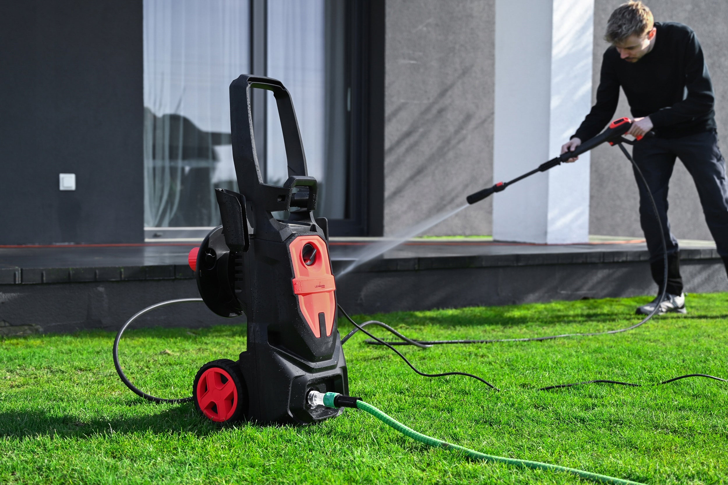 PRESSURE WASHER WITH HOSE RETRACTOR SELF-SUCTION ALUMINUM PUMP 260 BAR Packaging status original