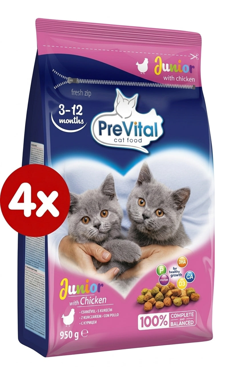 PREVITAL junior dry cat food with chicken 4 x 950G