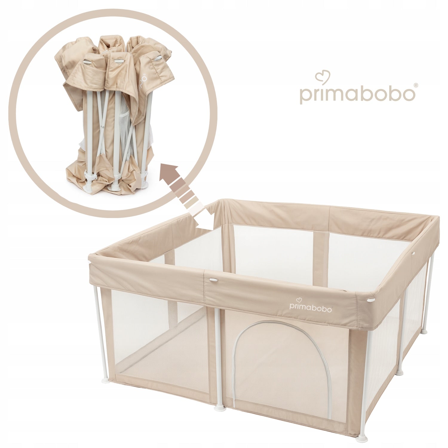PRIMABOBO Baby Playpen TINA Folding Hiking Large 126x126cm Beige Manufacturer code Playpen2024B