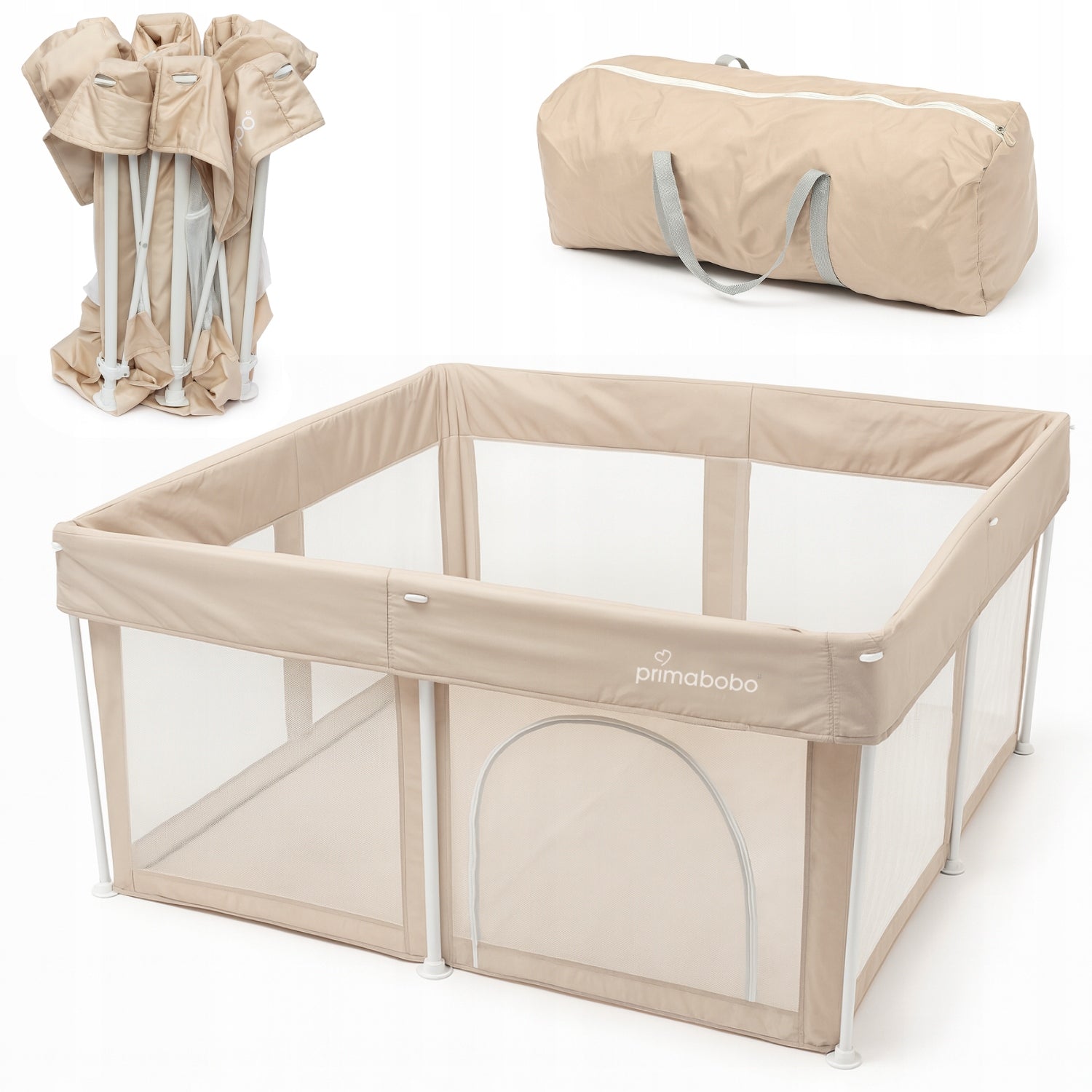 PRIMABOBO Baby Playpen TINA Folding Hiking Large 126x126cm Beige
