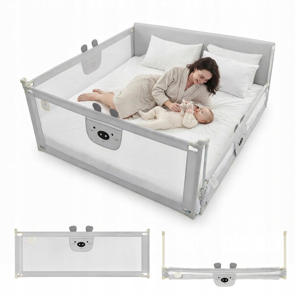 PRIMABOBO Protective barrier for bed BEAR 200x160cm 3 pcs Folding GREY
