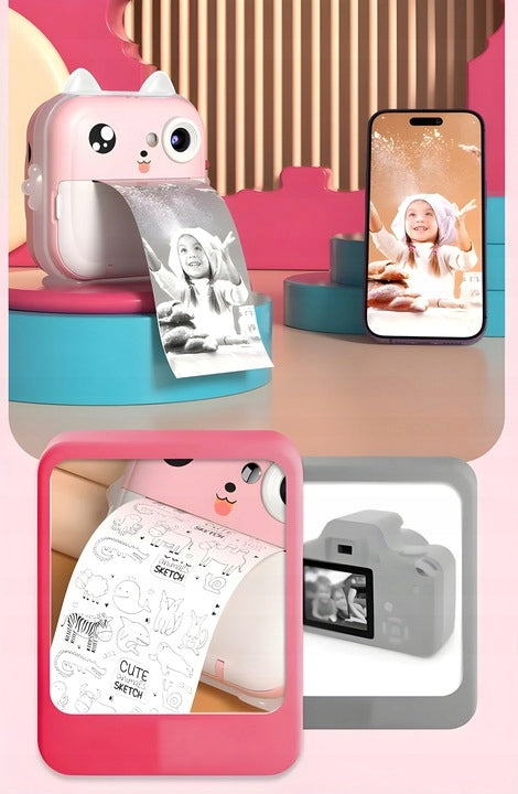 PRINT MINI PRO PHOTO PRINTER INSTANT THERMAL CAMERA + 3 ROLLS Manufacturer code Aparat z drukarką dla dzieci