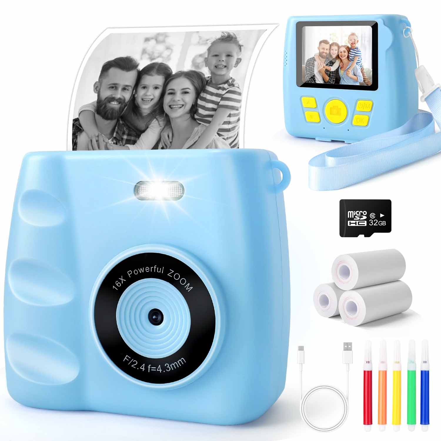 PRINTER MINI THERMAL PRINTER INSTANT CAMERA FOR KIDS AND 3 ROLLS