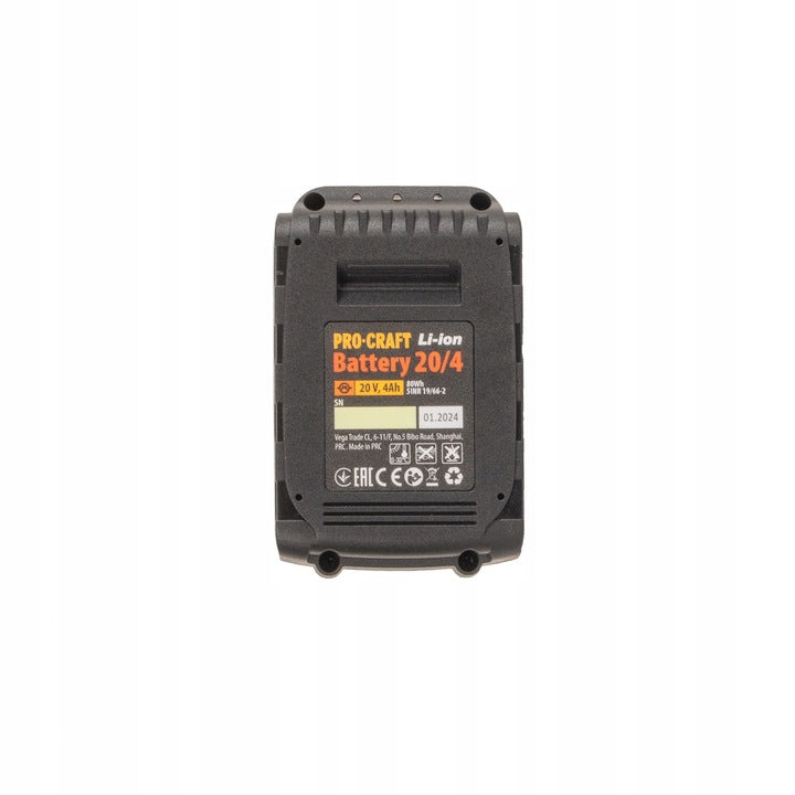 PROCRAFT 20/4 BATTERY 20V LI-ION 4,0 AH Manufacturer code 20/4
