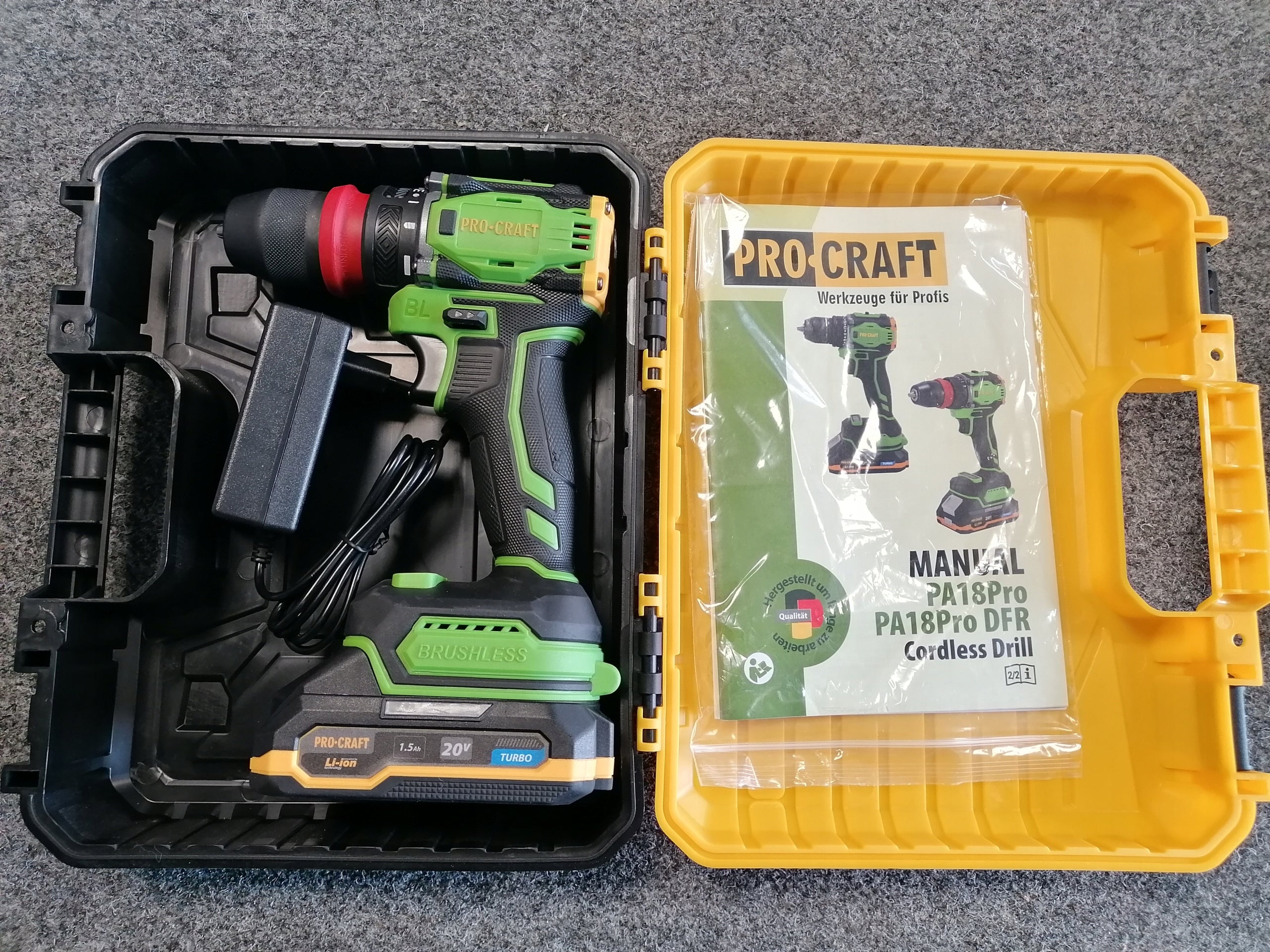 PROCRAFT PA18PRO DFR drill/driver 20V 1,5Ah 30Nm suitcase EAN (GTIN) 6976174167624