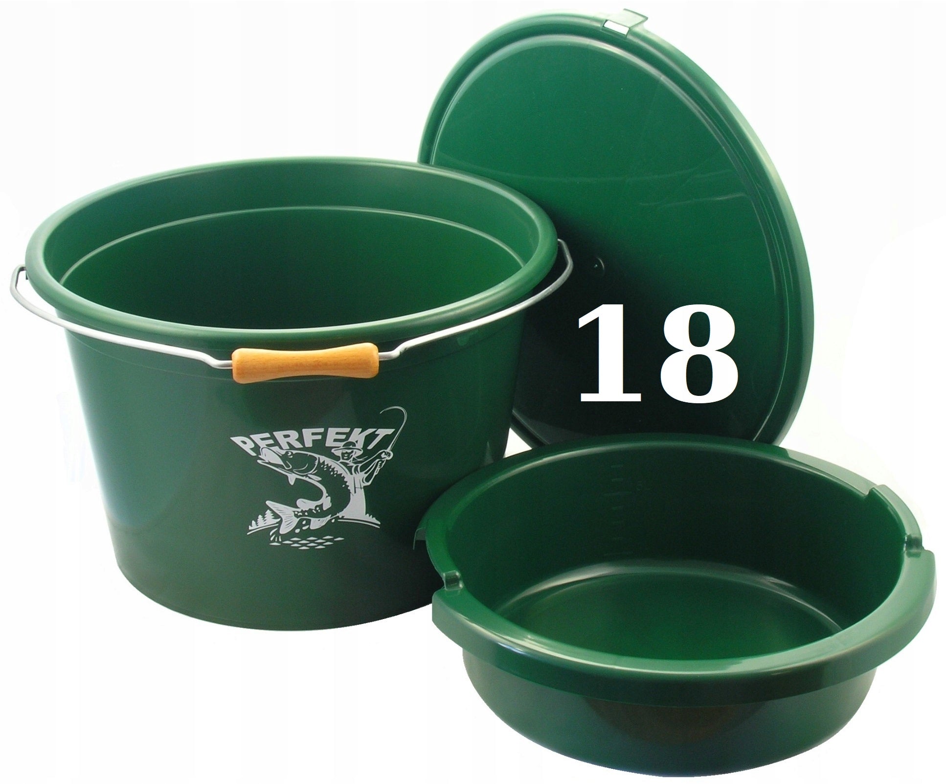 PROFESSIONAL BAIT BUCKET PERFEKT 18L + BOWL 5 L + COVER with measuring cup