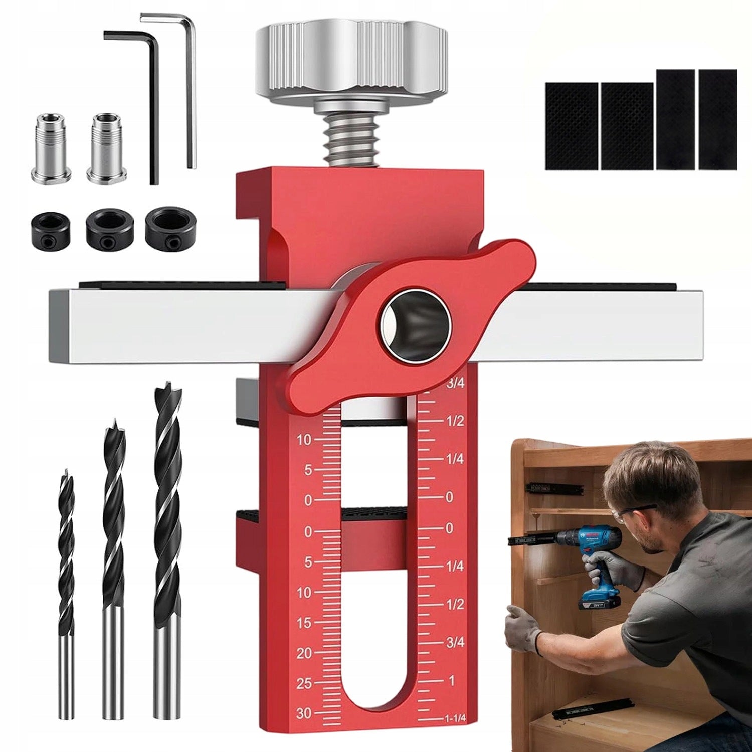 PROFESSIONAL CONNECTION TEMPLATE POSITIONER FOR DOOR MOUNTING 3 DRILL BITS