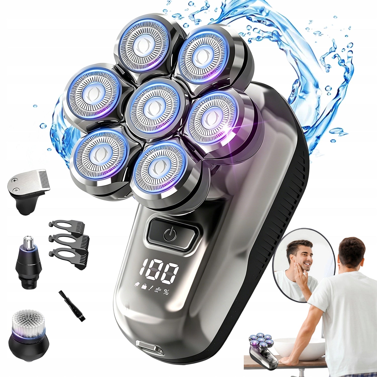 PROFESSIONAL ELECTRIC SHAVER MALE USB FOR HEAD AND FACE SET
