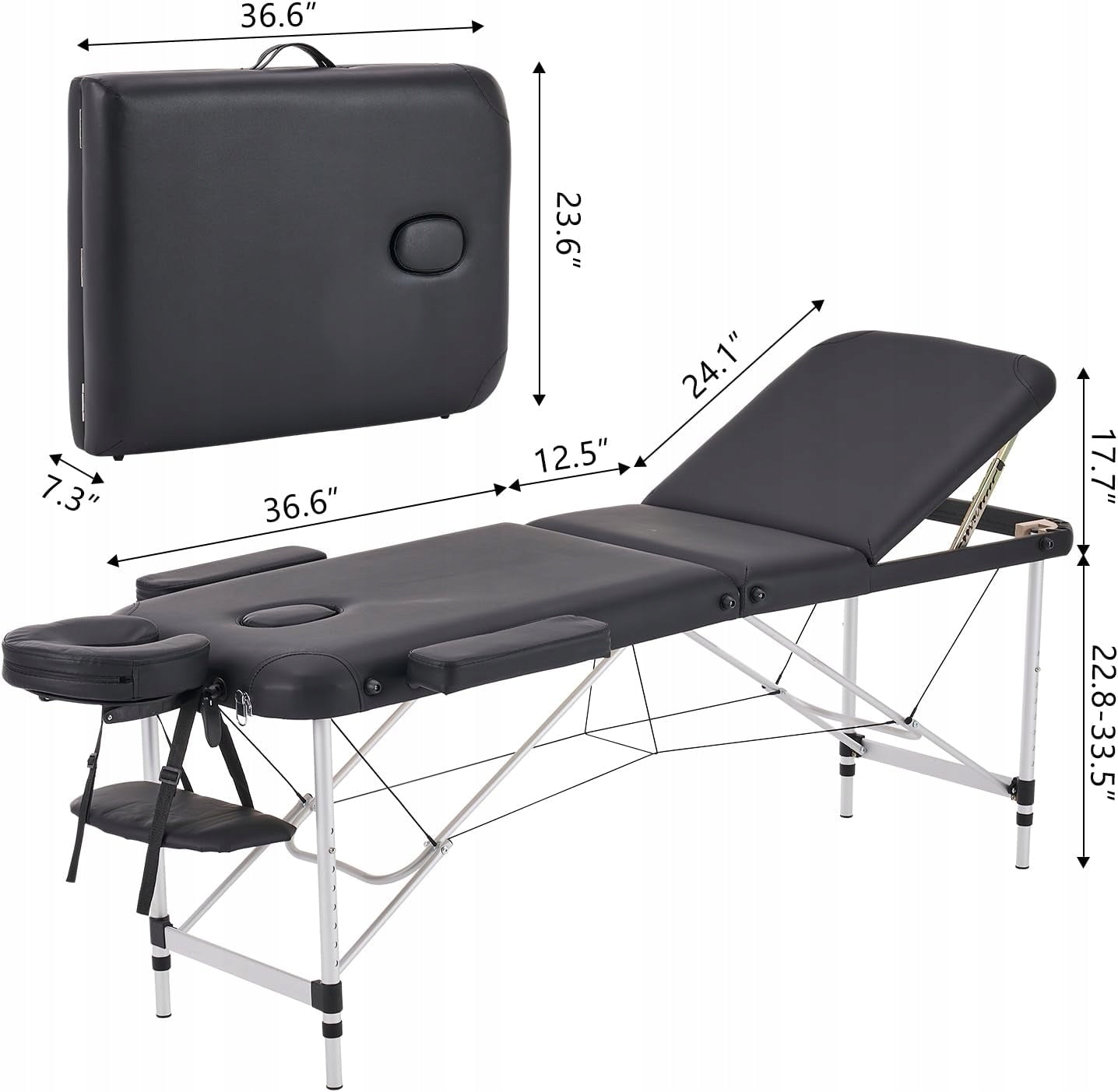 PROFESSIONAL FOLDING MASSAGE TABLE ADJUSTABLE 3-SECTION PORTABLE 180x60 Brand no brand