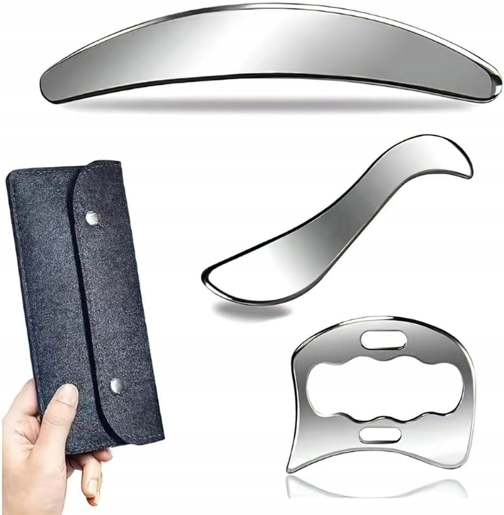 PROFESSIONAL GUA SHA MASSAGE SET 3 ELEMENTS SILVER Brand no brand