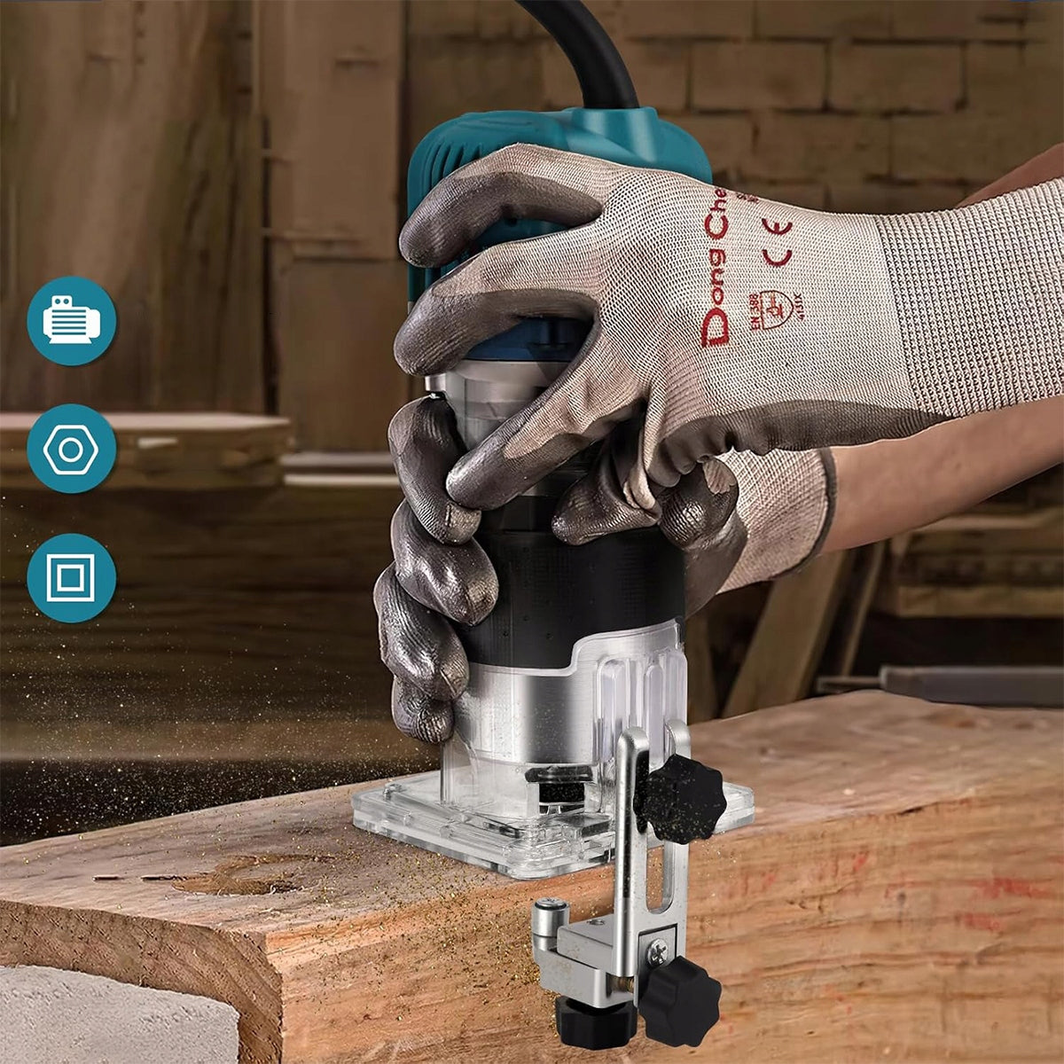 PROFESSIONAL HAND MILLING MACHINE FOR WOOD WITH A SET OF ACCESSORIES 15 PCS Packaging status original