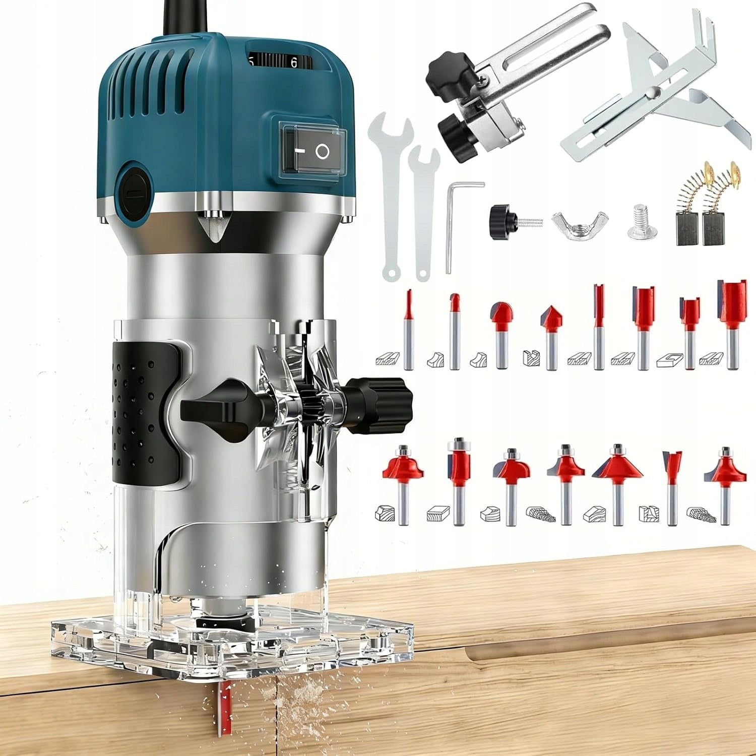 PROFESSIONAL HAND MILLING MACHINE FOR WOOD WITH A SET OF ACCESSORIES 15 PCS