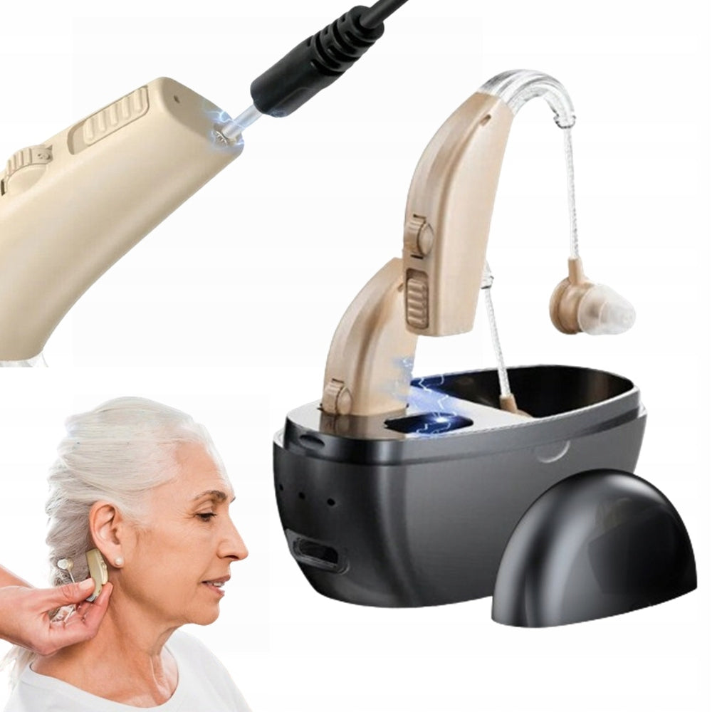 PROFESSIONAL HEARING AIDS FOR SENIORS WITH NOISE CANCELLATION + CHARGING CASE