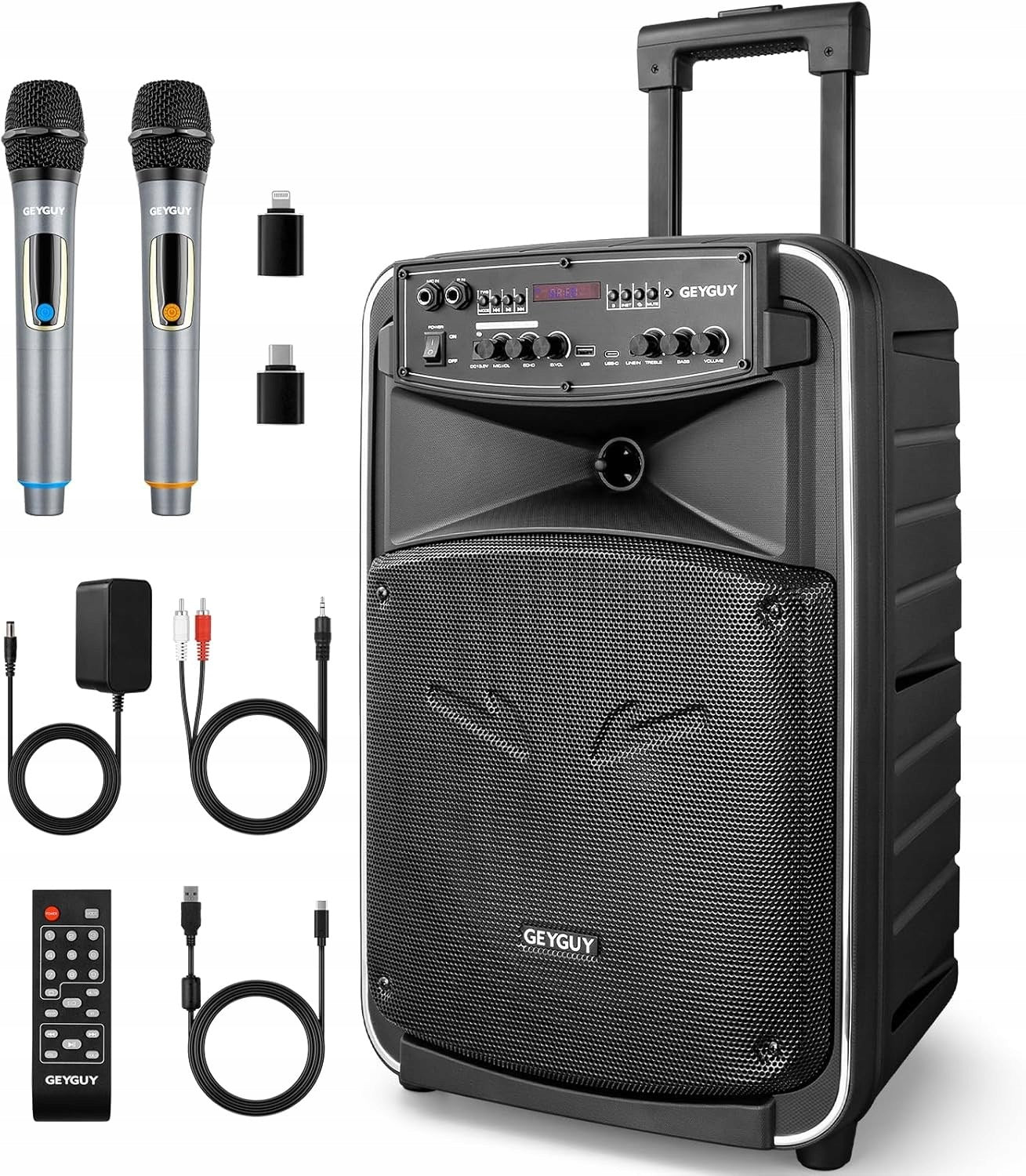 PROFESSIONAL KARAOKE SET GEYGUY GTSK12-2 2 USB BT DSP MICROPHONES