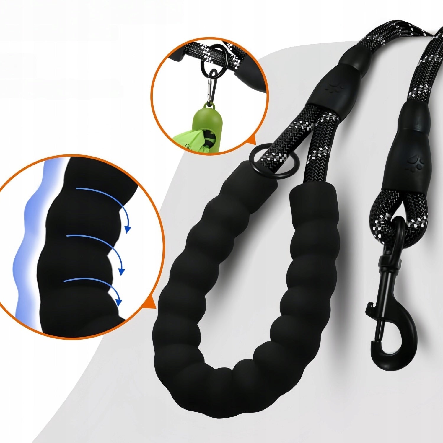 PROFESSIONAL LEASH FOR MEDIUM TO LARGE DOGS - DURABILITY AND COMFORT Material cord