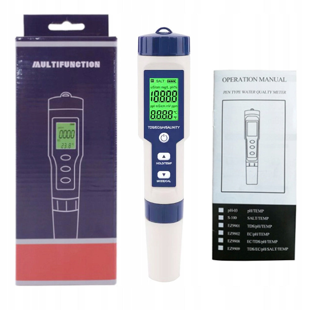 PROFESSIONAL METER PH TESTER TDS EC TEMP Salinity Meter 5IN1
