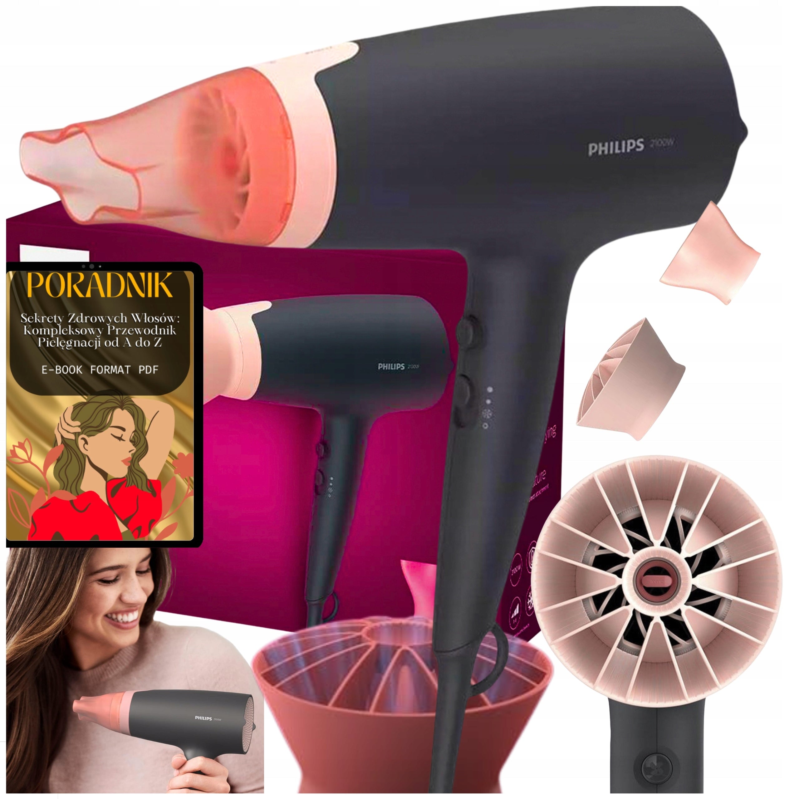 PROFESSIONAL PHILIPS HAIR DRYER WITH INNOVATIVE ATTACHMENT + FREEBIE