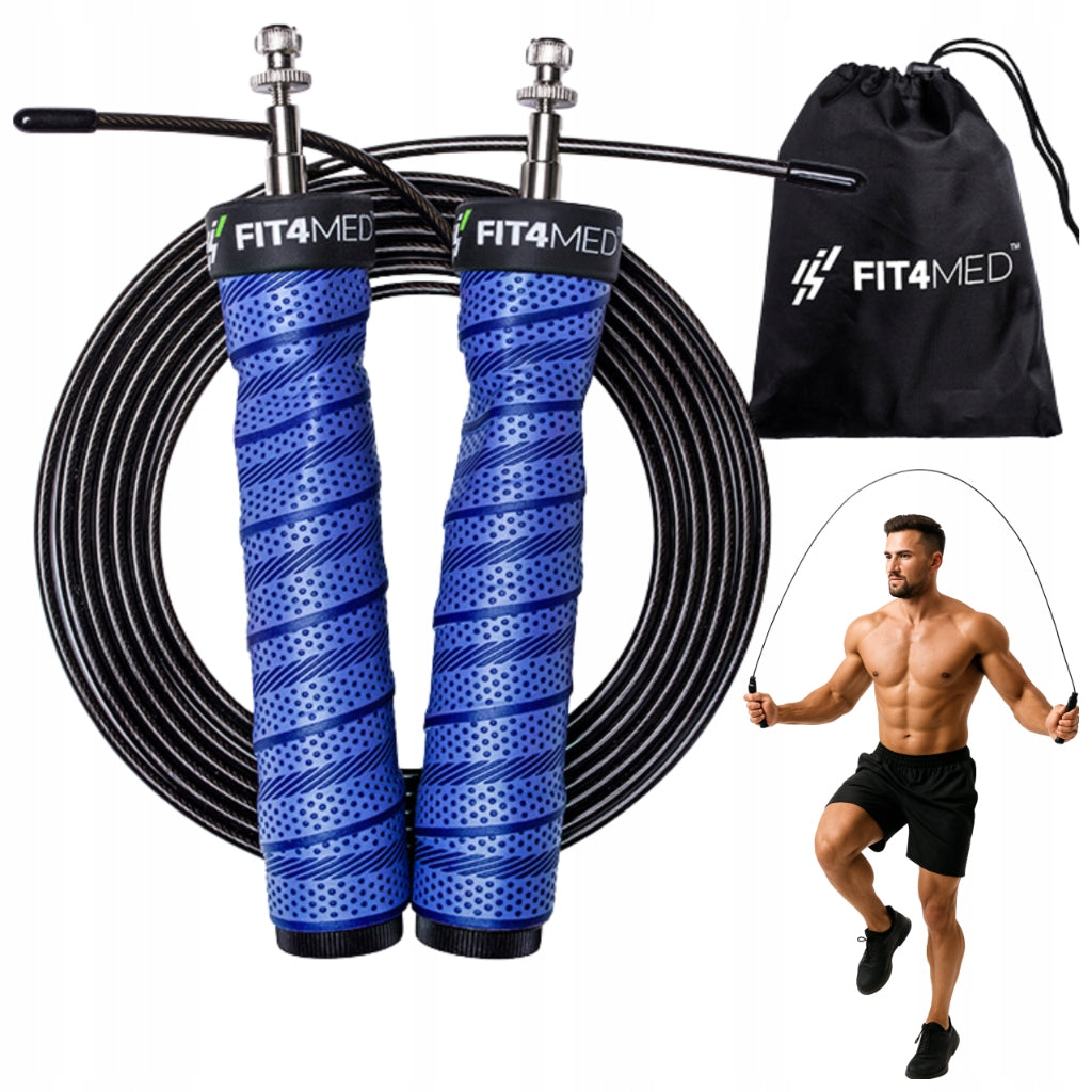 PROFESSIONAL TRAINING JUMP ROPE WITH JUMPING BEARINGS 2 LINKS SOLID Color blue