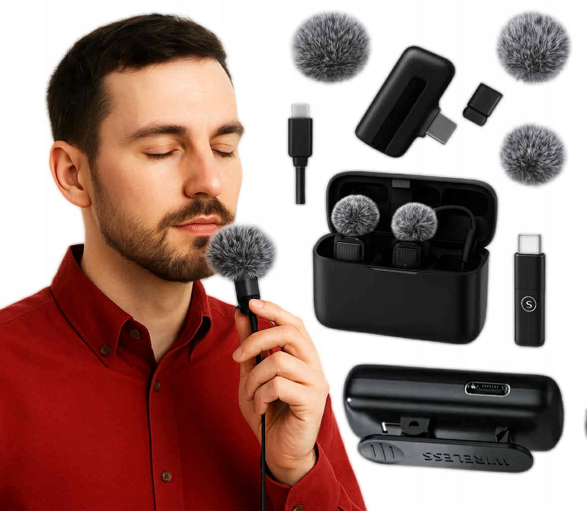 PROFESSIONAL USB-C MICROPHONE and iPhone 360° Sound Noise Cancellation KIT