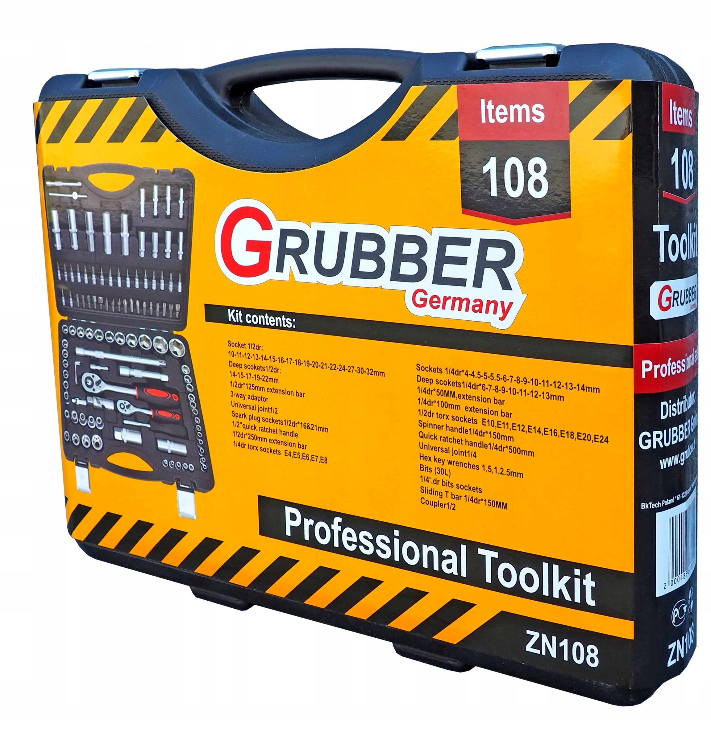 PROFESSIONAL WORKSHOP TOOL CASE 108 ELEMENTS GRUBBER ZN108