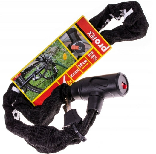 PROFEX LOCK BICYCLE CLASP SECURITY CHAIN 90CM 5X5MM FOR BIKE KEY