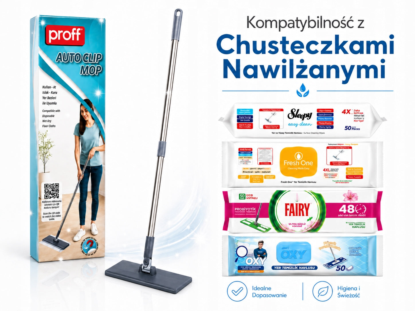 PROFF Auto Clip Rotary Mop for Magnetic Touchless Wipes