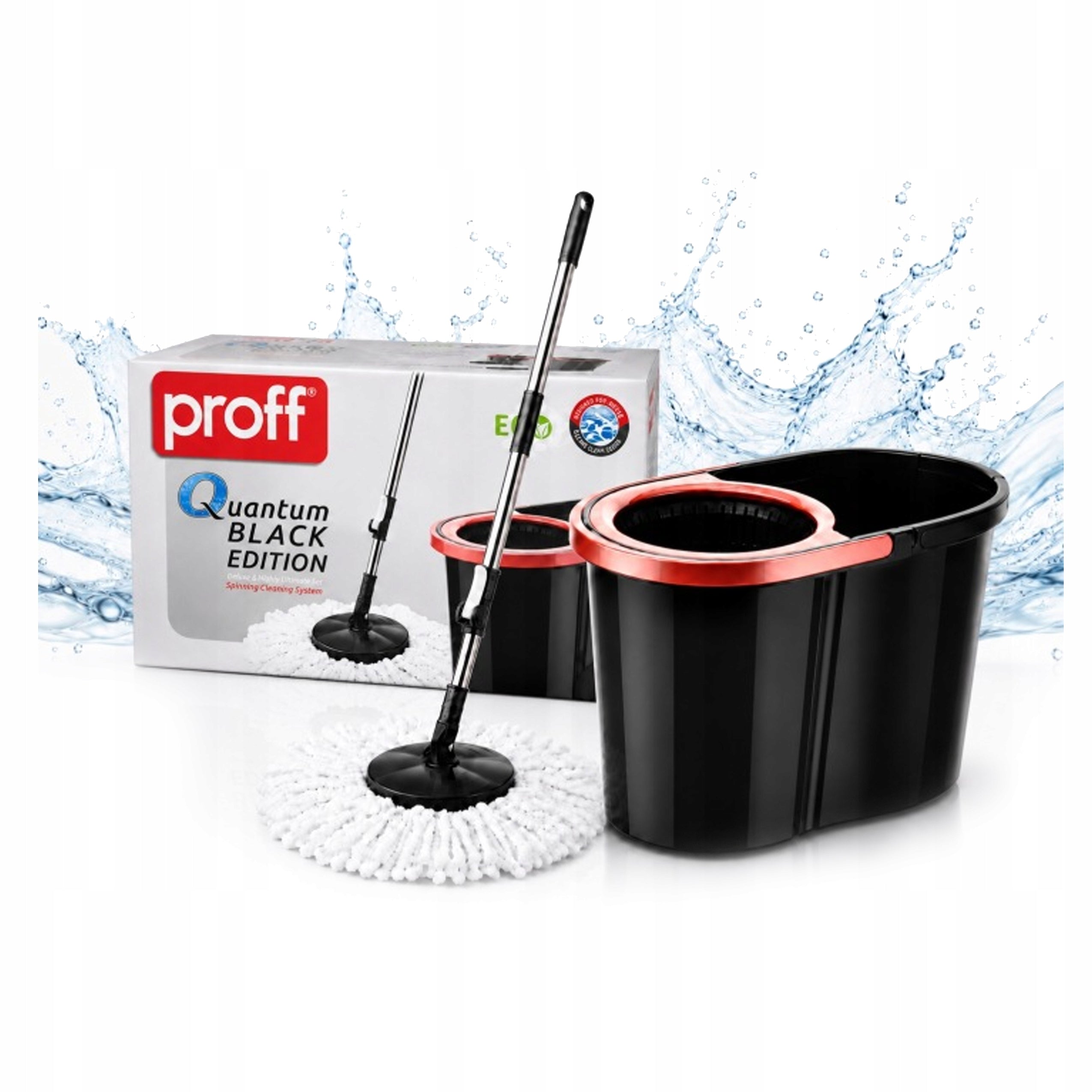 PROFF Quantum Black Rotary Mop with Microfiber Bucket Floor Kit 16L
