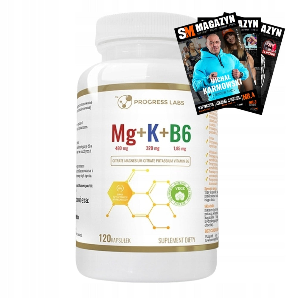PROGRESS LABS MAGNESIUM POTASSIUM CITRATE B6 NERVOUS SYSTEM HEART MUSCLES 120k