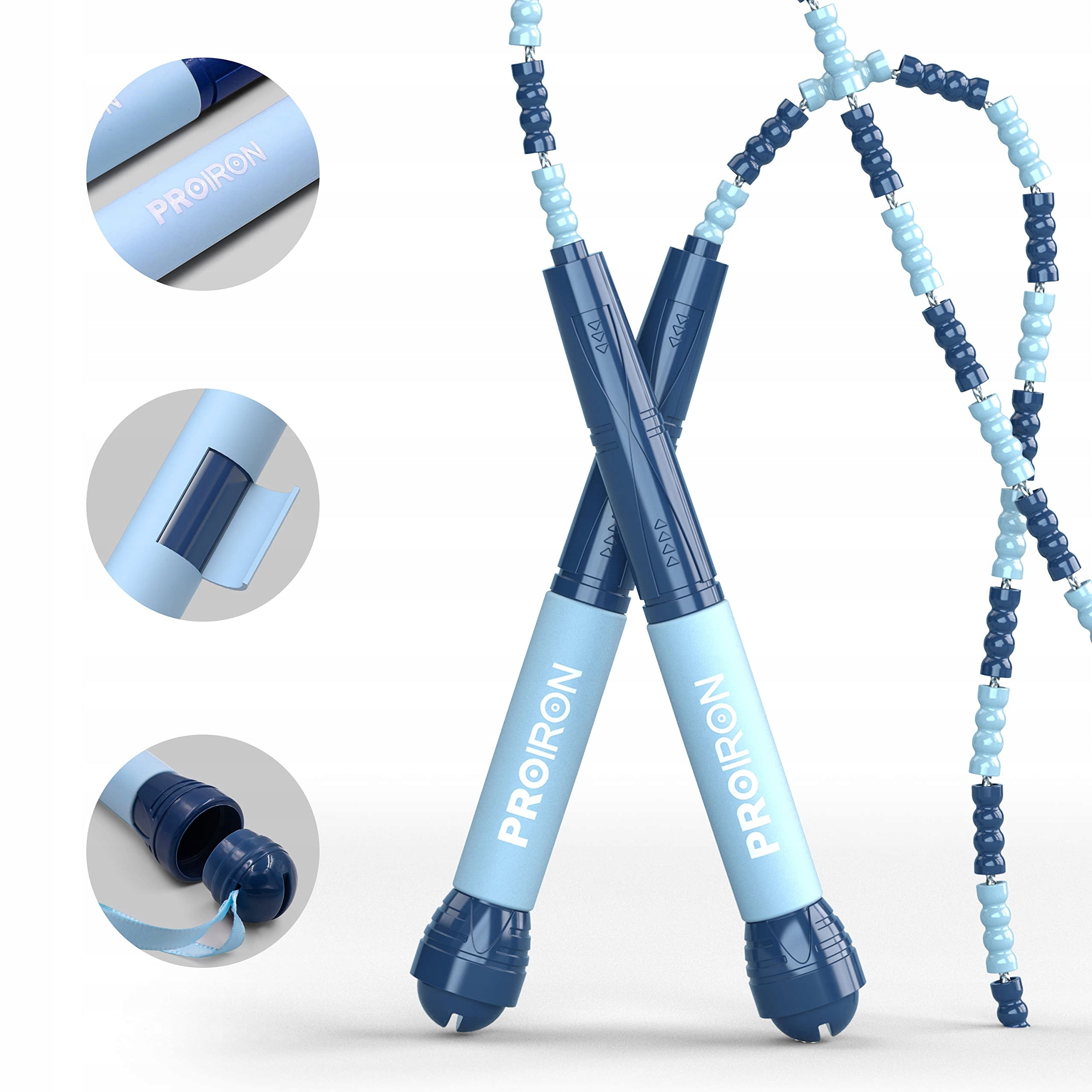 PROIRON Beaded Jump Rope for Children 2,8 m Blue Packaging status original